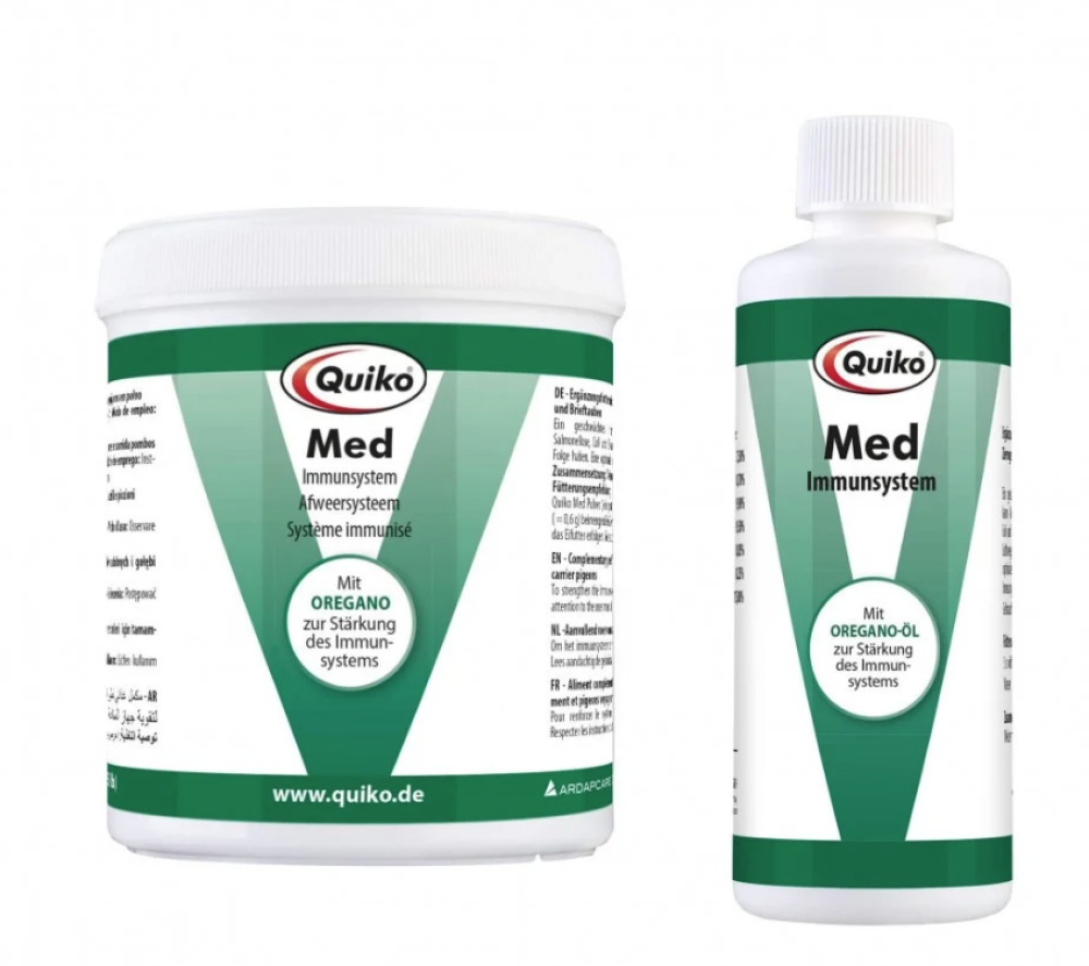 كويكو مضاد حيوي للطيور بالأوريجانو علاج البكتيريا المعوية + المناعة الطبيعية للطيور Quiko Med Supplementary feed with Oregano for Pet birds